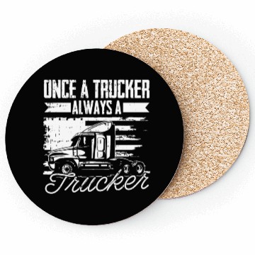 Discover Truck Driver Us Flag Old Man Trucker Coasters