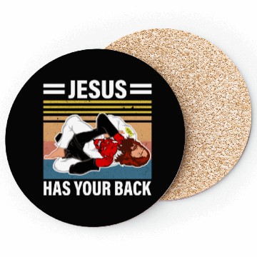 Discover Je-sus Has Your Back Retro Apparel Coasters
