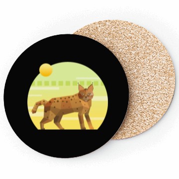 Discover Lynx Bobcat on Geometric Background Coasters