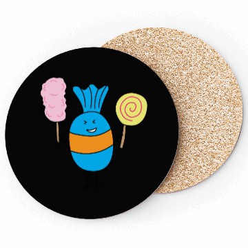 Discover Cute Candy Holding Lollipop And Cutton Candy Coasters