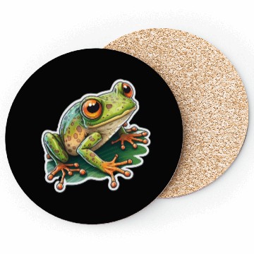 Discover Cartoon Green Frog Coasters