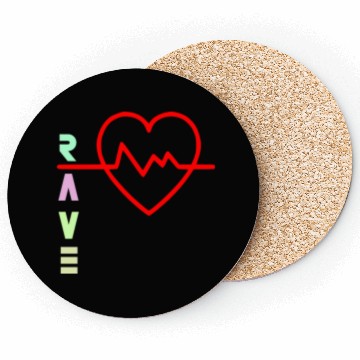 Discover Rave with heart beat logo Coasters