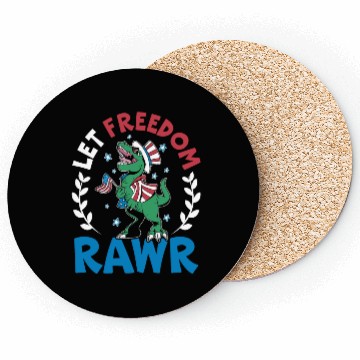 Discover Let Freedom Rawr Dinosaur America USA 4th Of July Coasters