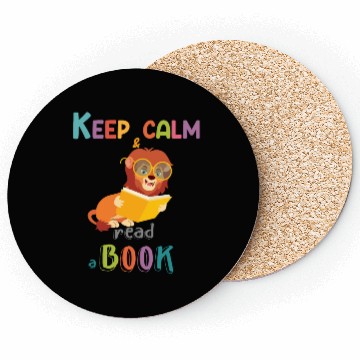 Discover Keep calm and read a book Lion reading a book Coasters