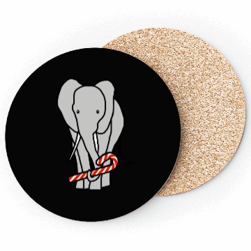 Discover Christmas Elephant Holding Candy Cane Coasters