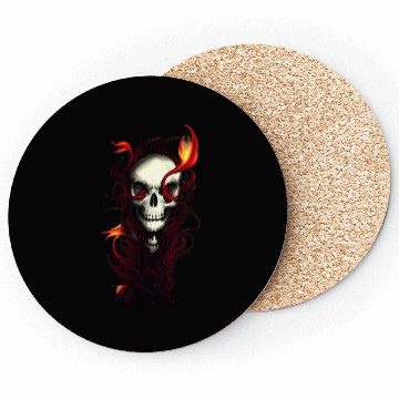 Discover Ensnared Horror Skull Entwined in Red Plants Coasters
