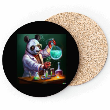 Discover Genius Panda: Whimsical Scientist Design Coasters