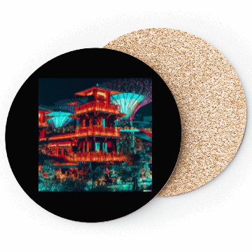 Discover Neon Synthwave Cyber Futuristic Town Retro Future Coasters