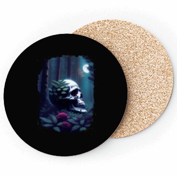 Discover Skull and rose moonlight gothic themed art Coasters
