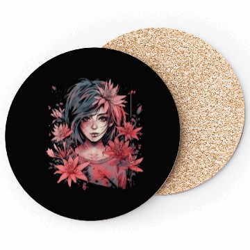 Discover Japanese Spider Lily Soft Anime Aesthetic Flower Coasters