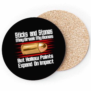 Discover Sticks And Stones Gun Bullets 2nd Amendment Coasters