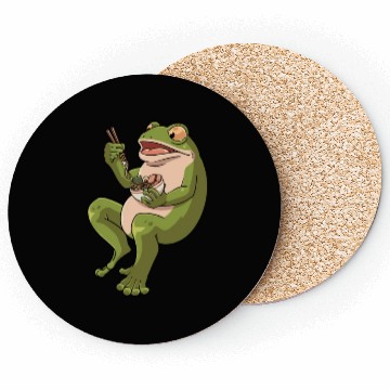 Discover Toad Frog eating Ramen Soup Design for a Frog Coasters