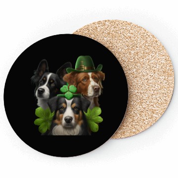 Discover st Patricks day shamrock and dogs Coasters