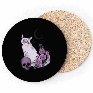 Discover Gothic Cat and Roses Coasters