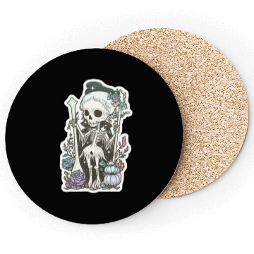 Discover cute Tarot Card Skeleton Nu Goth Coasters