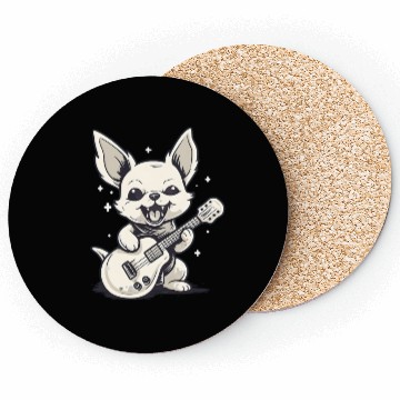 Discover A cute puppy with a guitar Coasters