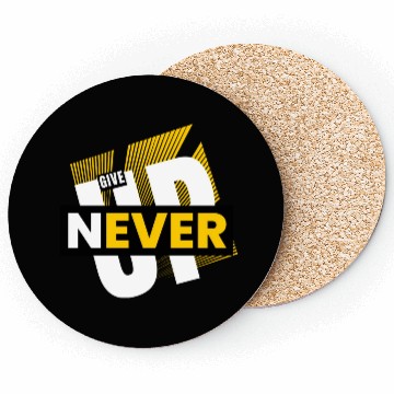 Discover White Yellow Typography Never Give Up Coasters