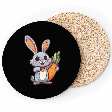 Discover Carrot-Loving Easter Bunny: Cute 2D Design Coasters