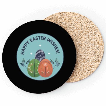 Discover Blue Happy Easter Wishes Coasters