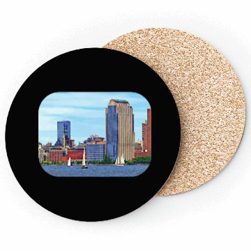 Discover Manhattan NY - Boats By Manhattan Skyline Coasters