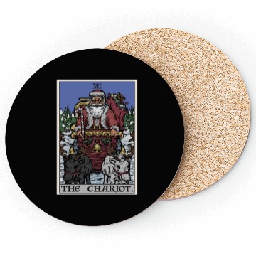 Discover Santa Claus in The Chariot Tarot Card Coasters