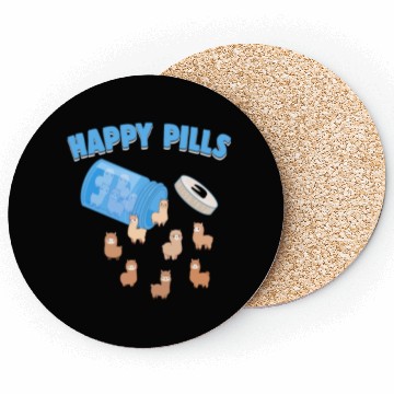 Discover Happy Pills Farm Animal Funny Alpaca Lovers Humor Coasters