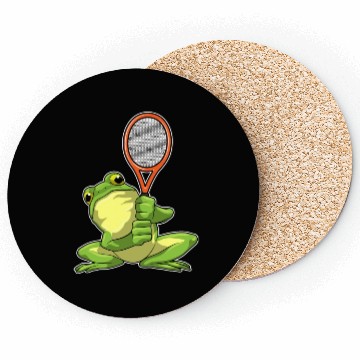 Discover Frog At Tennis With Tennis Racket Coasters