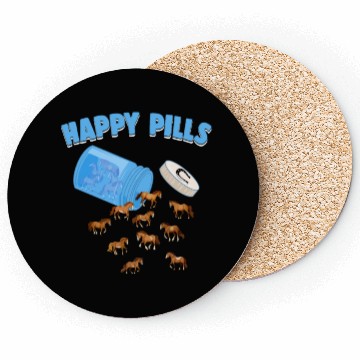Discover Happy Pills Farm Animal Funny Horse Lovers Humor Coasters