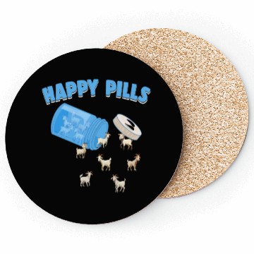 Discover Happy Pills Farm Animal Funny Goat Lovers Humor Coasters