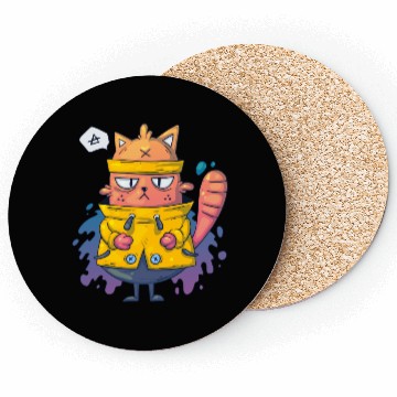 Discover Cat Yellow Sweater Cartoon Coasters