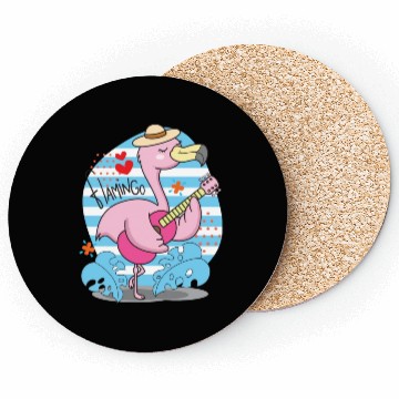 Discover Flamingo Playing Guitar Coasters