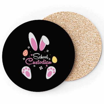 Discover Easter Sunday Bunny School Custodian Coasters