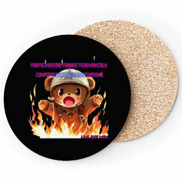 Discover Stay Calm FireFighter Bear Coasters
