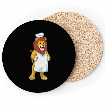 Discover Lion As Cook With Chef Hat Cooking Apron Coasters