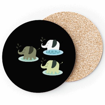 Discover Three elephants spraying water Coasters