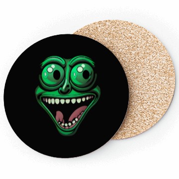 Discover Funny Green Crazy Face Eyes Game Gaming Coasters