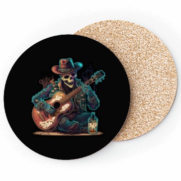 Discover cowboy skeleton play guitar Coasters