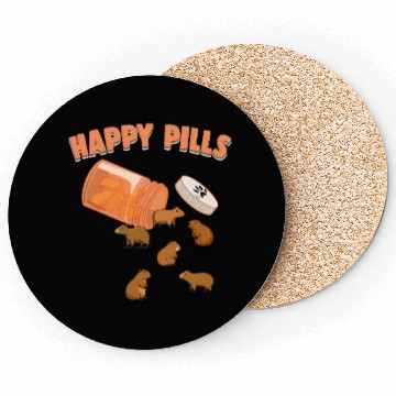 Discover Happy Pills Capybara Funny Capibara Lover Humor Coasters