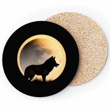 Discover Wolf howling at the moon graphic Coasters