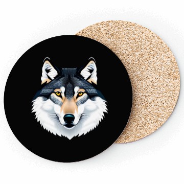 Discover Wolf howling at the moon graphic Coasters