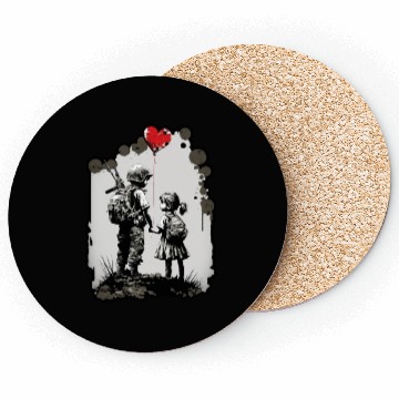 Discover Girl and Boy Soldier War Peace Ukraine Heart Love Coasters