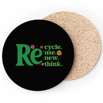 Discover Recycle Reuse Renew Rethink - Earth Day Coasters