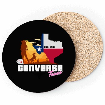 Discover Converse Texas EST 1961 Comic Coasters Design
