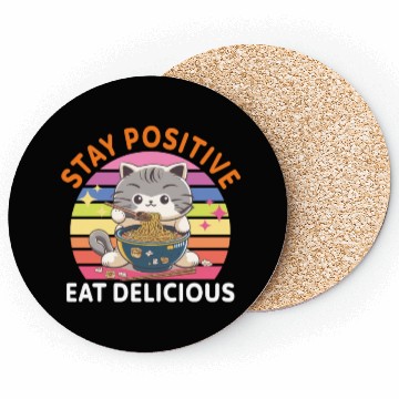 Discover Stay positive Eat delicious Japanese Style Coasters