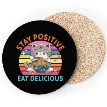Discover Stay positive Eat delicious Japanese Style Coasters