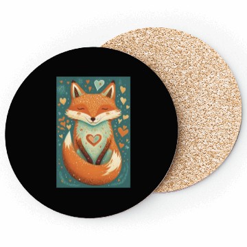 Discover fox forest animals love heart nature animal kid Coasters