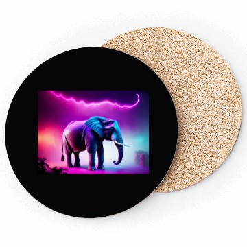 Discover Trance Neon Elephant Graphic Coasters