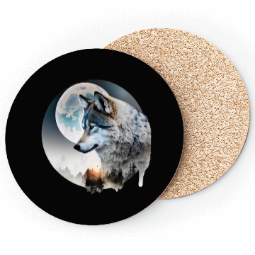 Discover Wolf Moonlight Forest Wild Werewolf Watercolor 3 Coasters
