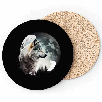 Discover Wolf Moonlight Forest Wild Werewolf Watercolor 1 Coasters
