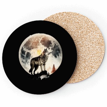 Discover Wolf Moonlight Forest Wild Werewolf Watercolor 4 Coasters